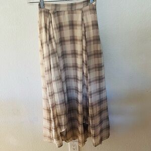 Halogen Plaid Maxi Skirt - Beige and Brown